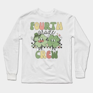 Retro 4th Grade Teacher St Patricks Day Teaching Squad Long Sleeve T-Shirt